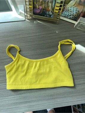 Daily Drills Yellow Ribbed Cropped Tank